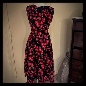 NWT Black and red rose  A- Line dress